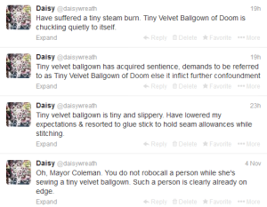 Tiny Velvet Ballgown of Doom tweets