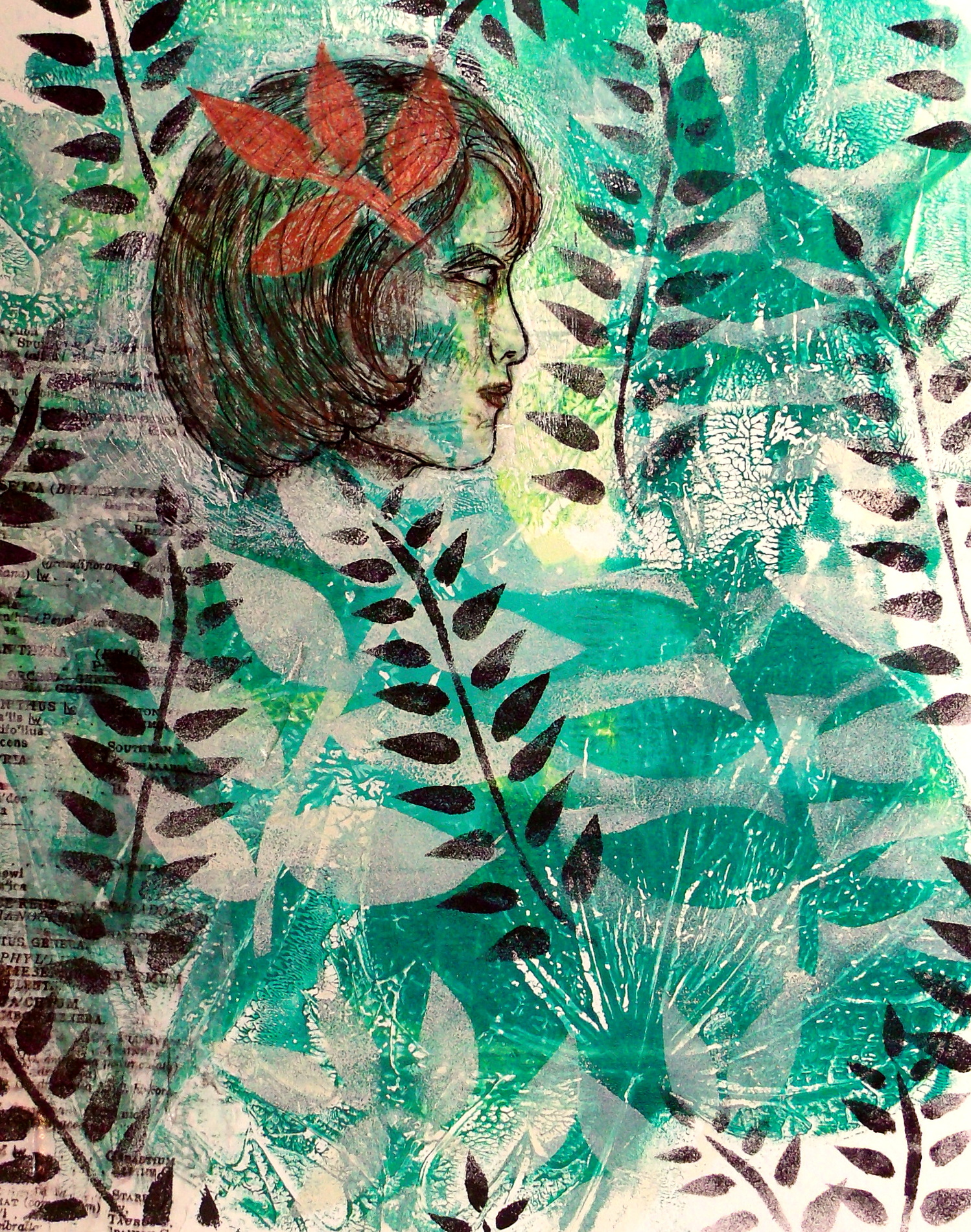 Leaf prints & hand-cut stencils - 100 Day Project, days 31-35