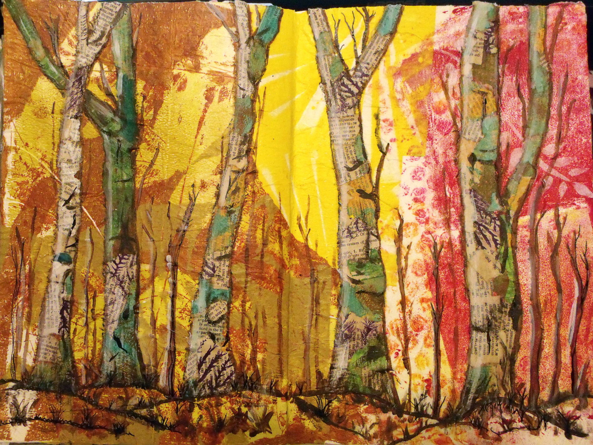 Trees - torn paper collage - 100 Day Project, days 39-45